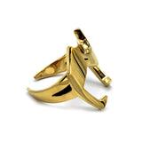 right side of the Catra helmet ring in gold from the she-ra and the princesses of power collection