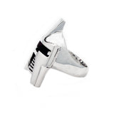 left angle of the raider ring in silver from the han cholo jewelry collection