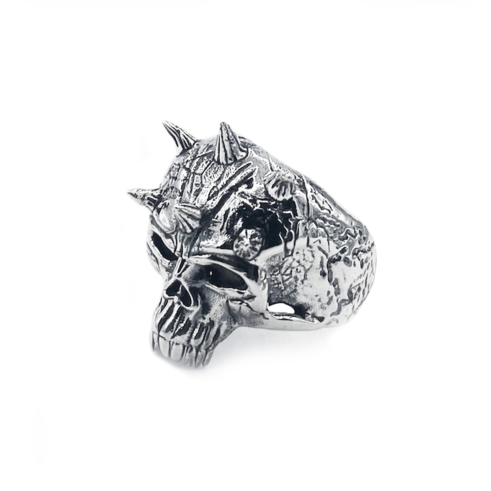 Italiano Silver 925 Sterling Silver Men's Skull Ring – Oxidized Black Rhodium, Vintage, Sizes 7-13