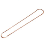 angled shot of the herring bone in rose gold laying on a white background