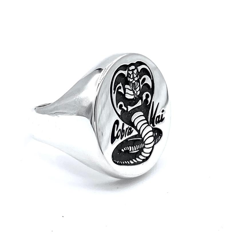 cobra kai merch, cobra kai ring, silver ring, mens ring, gift for son, silver karate ring