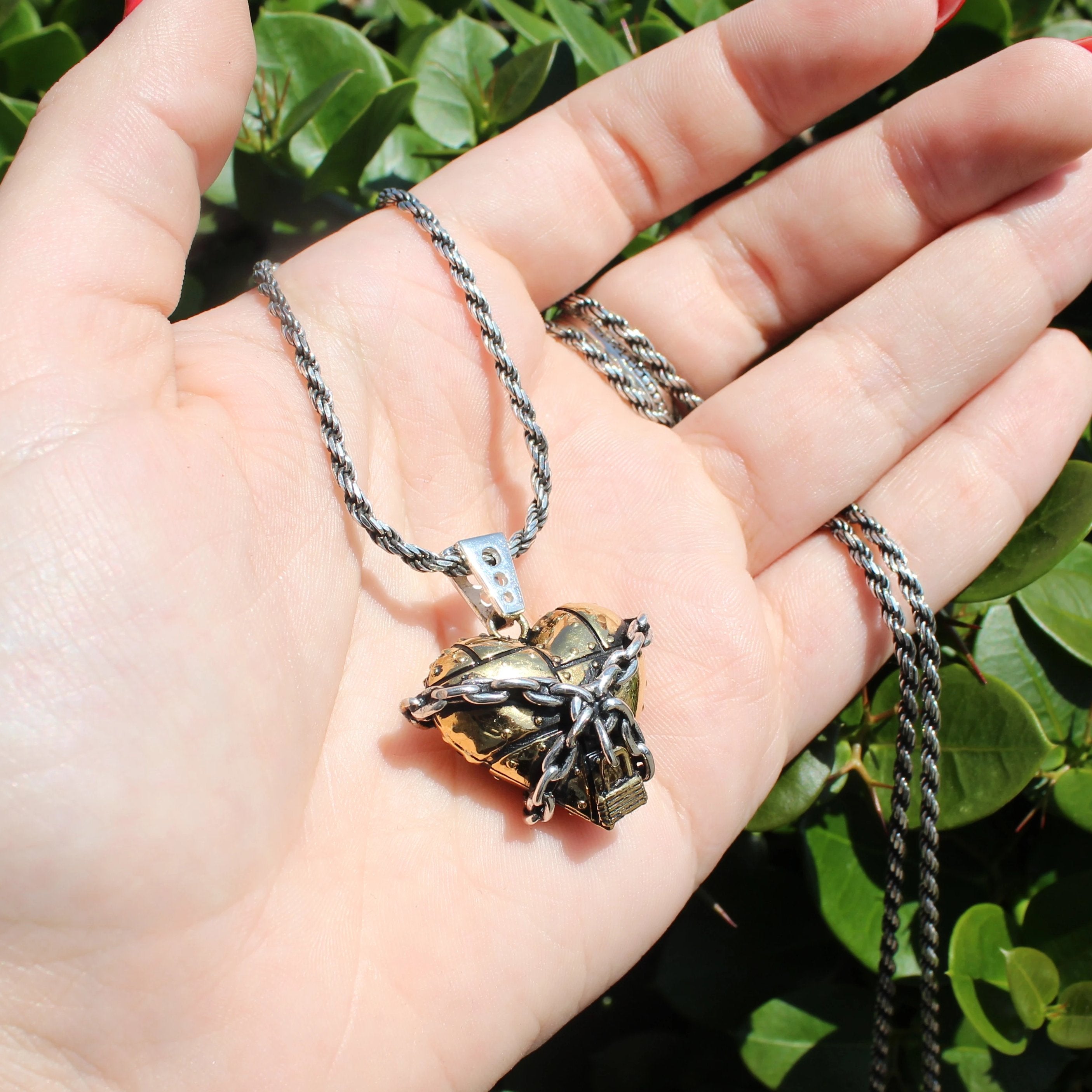 love lockdown pendant, heart necklace, gold girls necklace, 