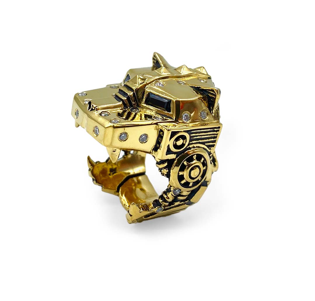 lazarus ring, lion ring, 24k gold ring