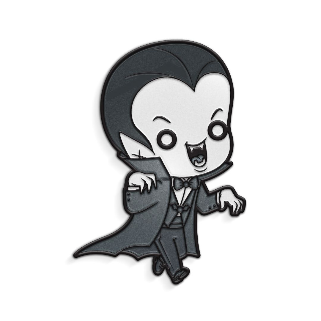  universal monsters, classic universal monsters, enamel pin, glow in the dark enamel pin, dracula