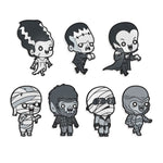 universal monsters enamel pins, glow in the dark enamel pins, frankenstein, bride of frankenstein,
