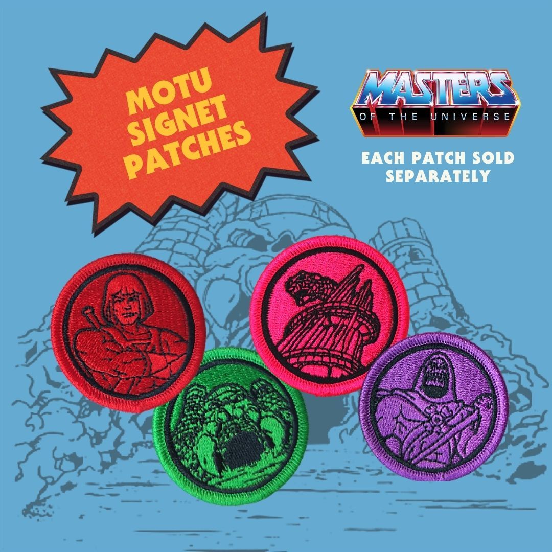 castle grayskull patch, he-man patch, skeletor patch, snake mountain patch, motu patches, motu merch