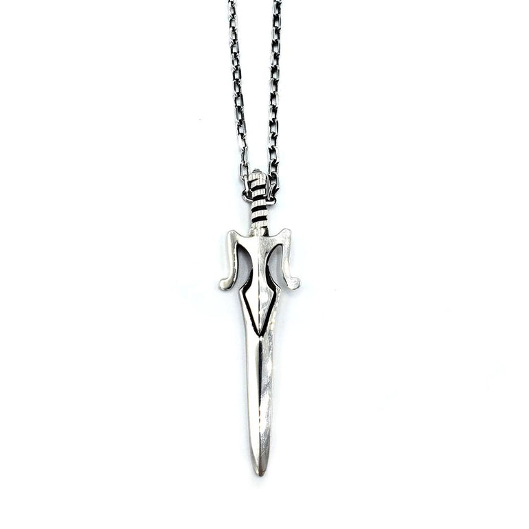 back of the power sword pendant in silver from the masters of the universe collection