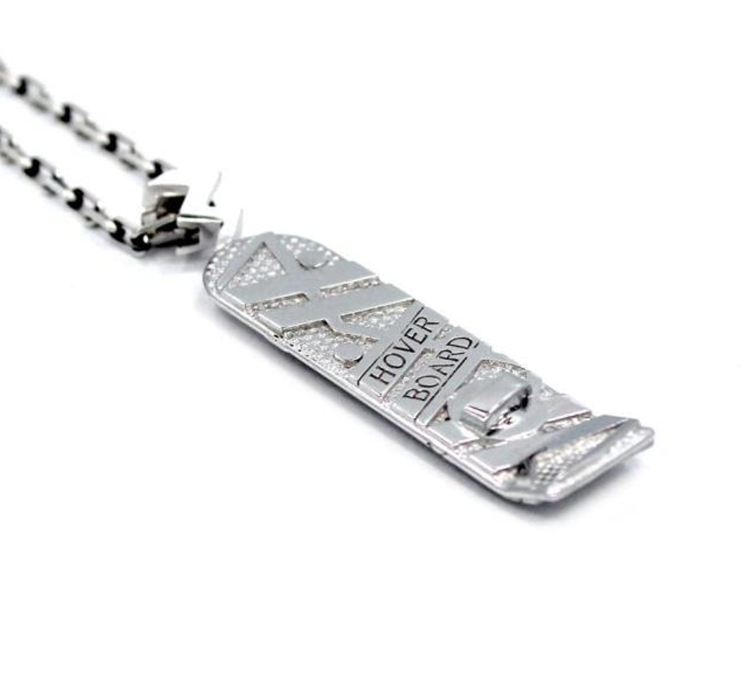 hover board necklace, back to the future merch, bttf jewelry