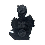 back view of the scorpia enamel pin showing the double rubber clutch backs with legal lines