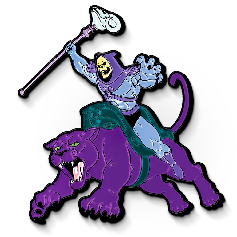 skeletor enamel pin, motu acessories, masters of the universe, skeletor merch