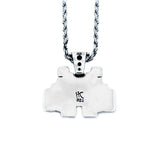 back view of the smiley invader pendant in silver on a white background