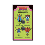 Back of Pincard for Enamel Pin featuring Dragon Warrior, Space Knight, Protector of MU, Star Dragon.