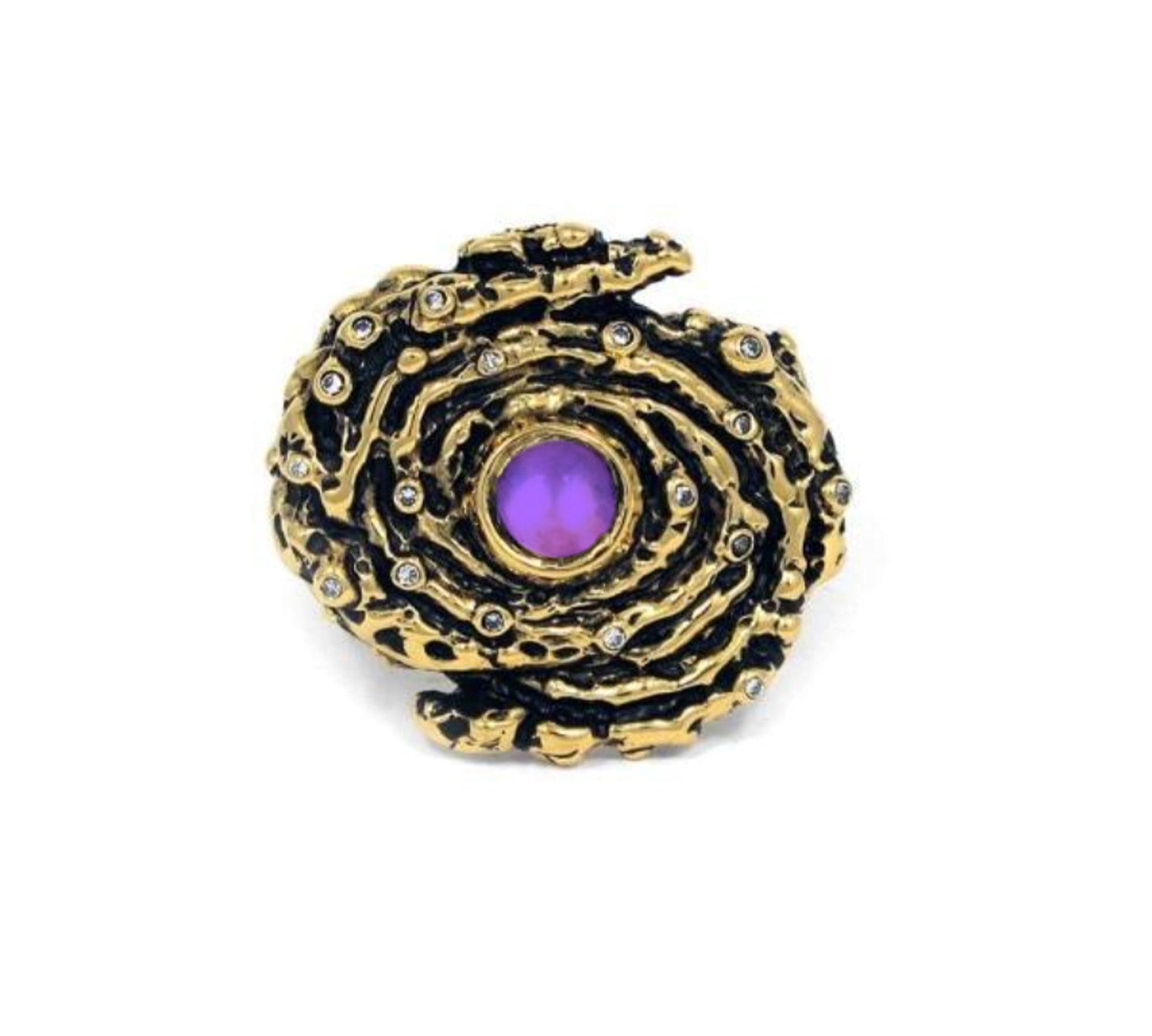 Galaxy Ring pm rings Precious Metals Vermeil - 24k Gold Plated 6 Amethyst