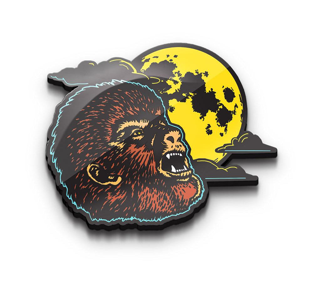 front of the wolfman enamel pin from the universal monsters collection