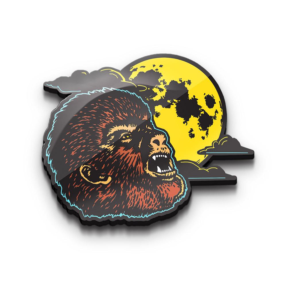 front of the wolfman enamel pin from the universal monsters collection