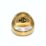 back of the All Seeing Eye Ring in gold from the han cholo precious metal collection