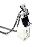 left angle view of the Arcade Machine Pendant in silver on a white background