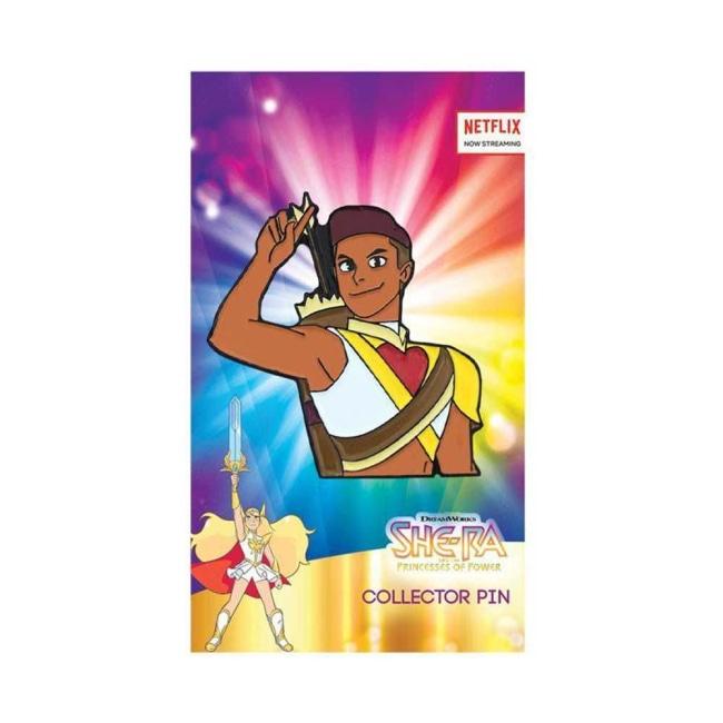 front view of the Archer Bow Enamel Pin on an officially licensed she-ra enamel pin card