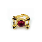 skeletor merch, skeletor gift, skeletor gold armor ring with red stone