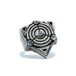 front of the Awoken Ring in silver from the han cholo alien collection