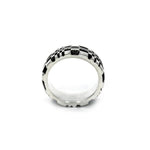 profile view of the Baby Pixel Ring in silver from the han cholo precious metal collection