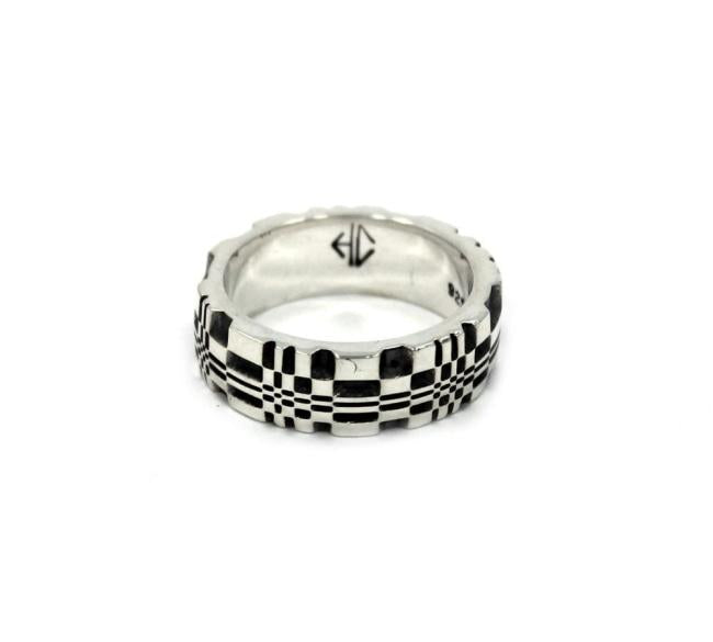 front of the Baby Pixel Ring in silver from the han cholo precious metal collection