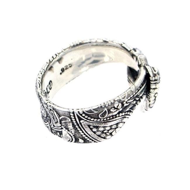 inside detail of the Bandana Ring in silver from the han cholo precious metal collection