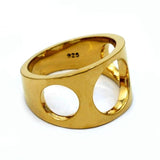 right side of the Big 3 Hole Ring in gold from the han cholo precious metal collection