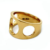 left side of the Big 3 Hole Ring in gold from the han cholo precious metal collection