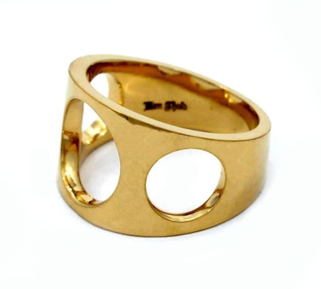 left side of the Big 3 Hole Ring in gold from the han cholo precious metal collection