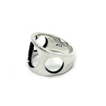 inner detail of the Big 3 Hole Ring in silver from the han cholo precious metal collection