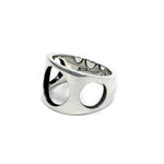 left side of the Big 3 Hole Ring in silver from the han cholo precious metal collection