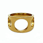 front of the Big 3 Hole Ring in gold from the han cholo precious metal collection