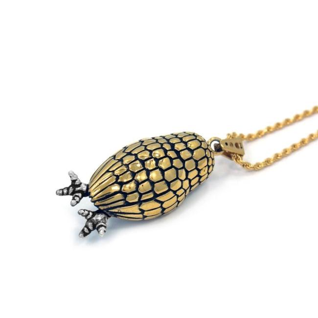 back of the Big Bobo Owl Pendant in 2 silver and gold from the han cholo fantasy collection