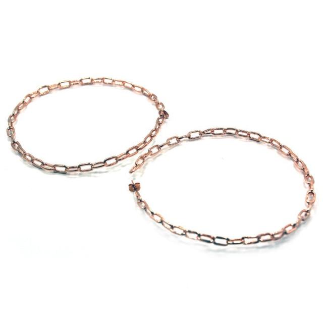 up close of the Big Chain Hoop Earrings in rosegold from the han cholo shadow series