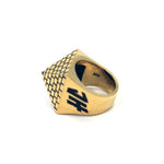 side view of the Big Pyramid Ring in gold from the han cholo precious metal collection