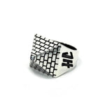left side of the Big Pyramid Ring in silver from the han cholo precious metal collection