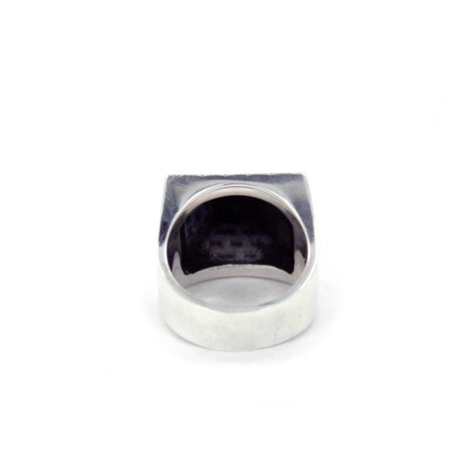 back of the Big Pyramid Ring in silver from the han cholo precious metal collection