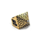 right side of the Big Pyramid Ring in gold from the han cholo precious metal collection