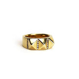 front of the Big Spike Stone Ring in gold from the han cholo precious metal collection