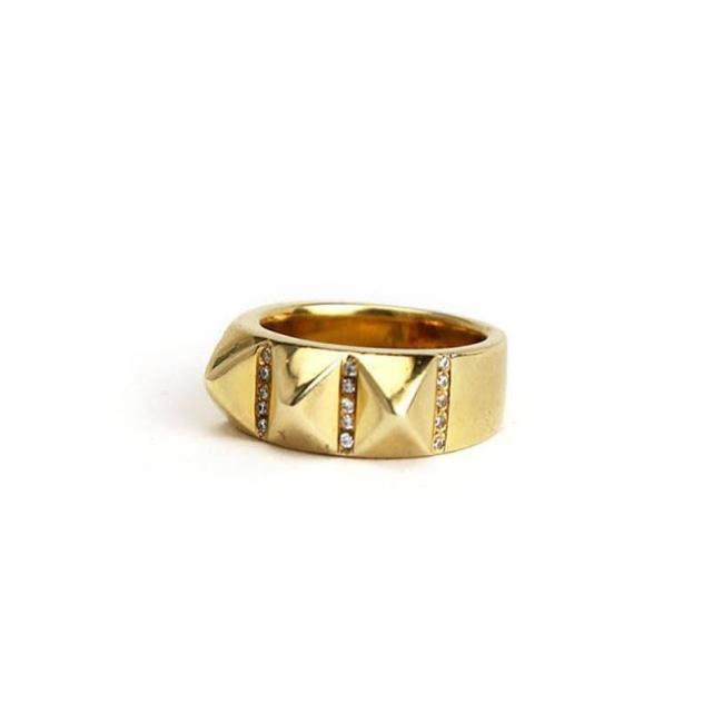 left side of the Big Spike Stone Ring in gold from the han cholo precious metal collection