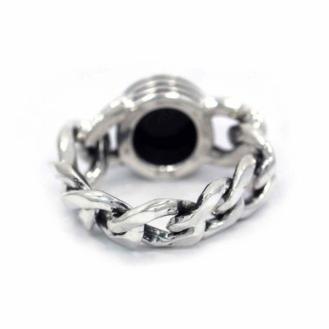 close back detail of the Black Hole Sun Ring in Silver from the han cholo precious metal collection