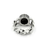 back of the Black Hole Sun Ring in Silver from the han cholo precious metal collection