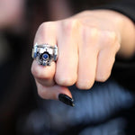 shot of a girl wearing the Blue Lion Ring from the han cholo voltron collection
