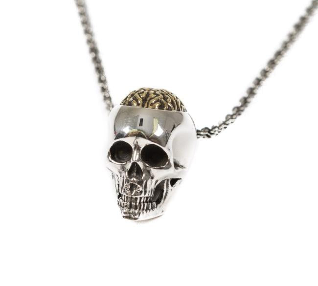 front  of the Brain Dead Pendant from the han cholo skulls collection