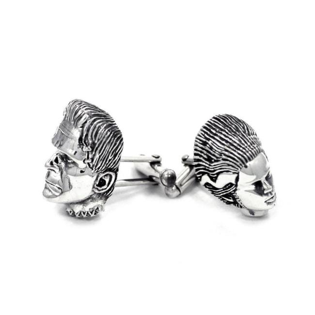 angle shot of the Bride And Monster Cufflinks from the universal monsters collection