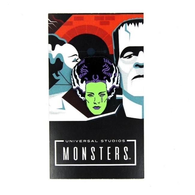 front of the bride tears enamel pin on an officially licensed universal monsters pin card