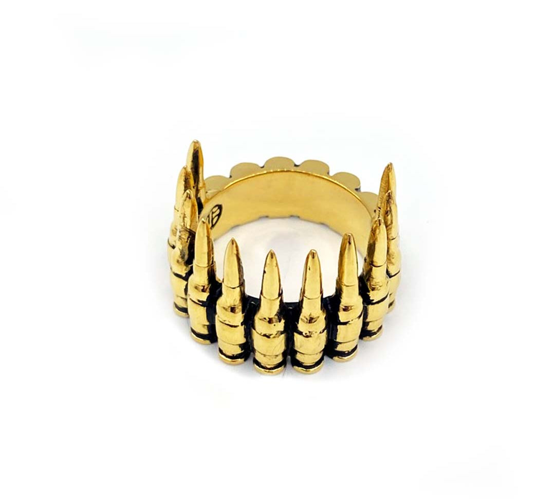 gold bullets ring, .925 gold ring, vermeil bullets ring, mens ring