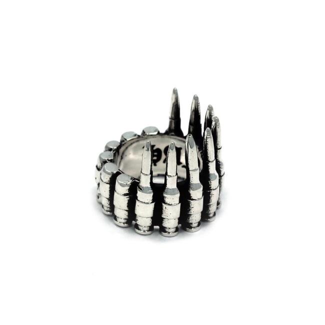 right side of the Bullets Ring in silver from the han cholo precious metal collection
