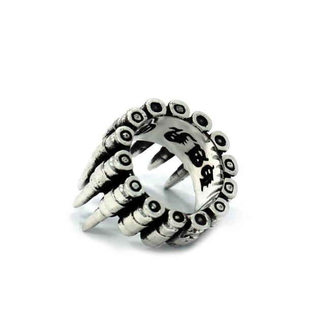 3/4 angle of the Bullets Ring in silver from the han cholo precious metal collection